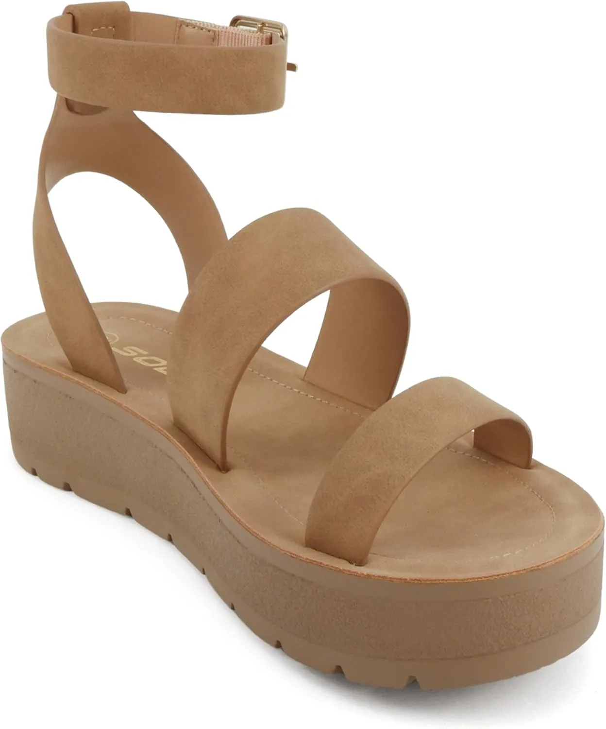 Soda Glory ~ Women Open Toe Multi-Strap Flatform Sandals
