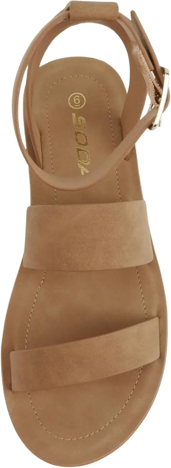 Soda Glory ~ Women Open Toe Multi-Strap Flatform Sandals