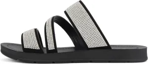 Soda Zeal ~ Women Open Toe Rhinestone Multi Band Slide Sandals