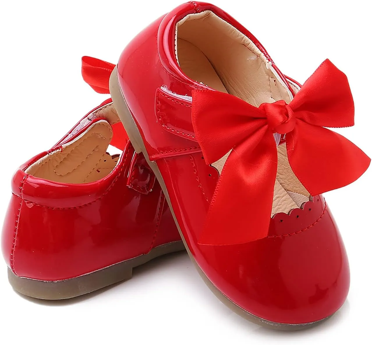 SOFMUO Toddler Girl Mary Jane Shoes Bowknot Ballet Flats for Little Girls Party School Wedding Uniform Princess Dress Shoes