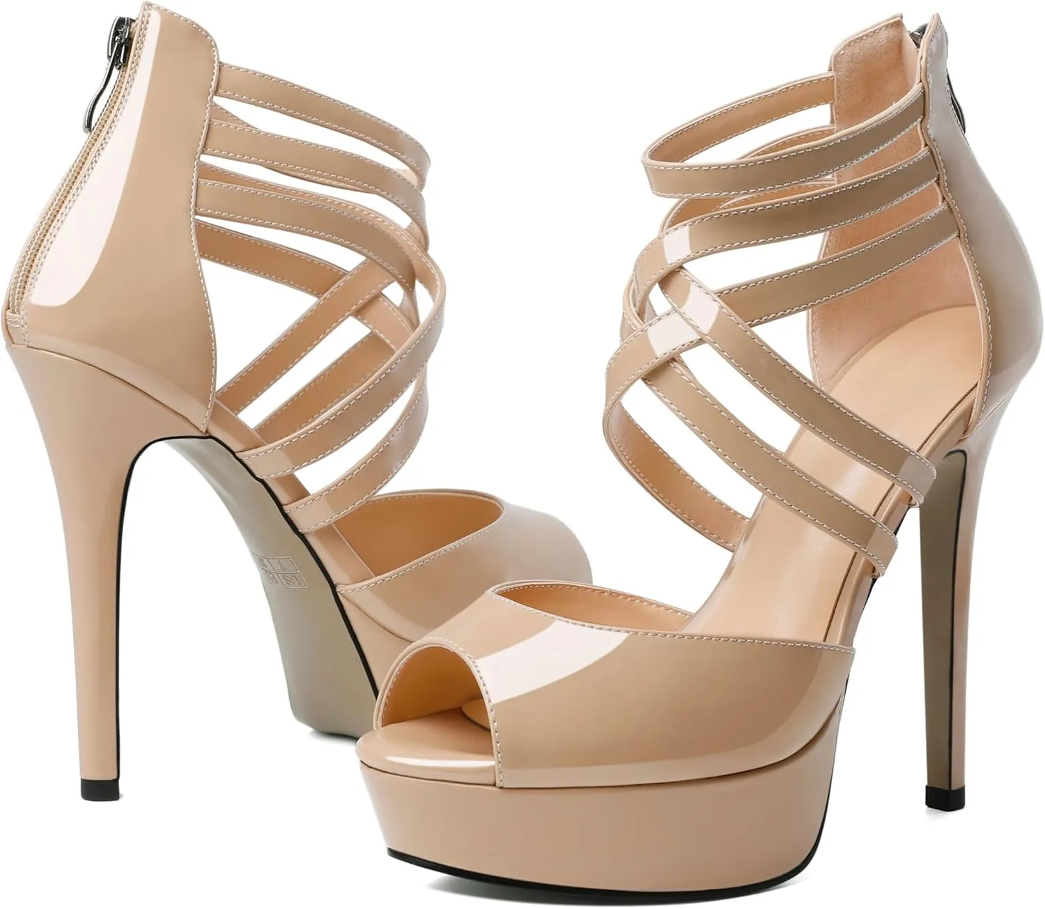 Soireelady Womens Platform Heels Ankle Strap High Heel Sandals Peep Toe Strappy Stiletto Heels Sexy Stripper Heeled Sandals 6 Inches