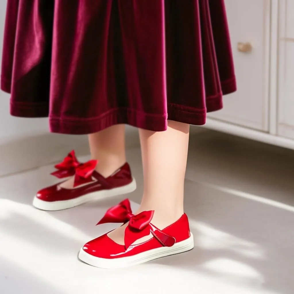 Sparkly Sneakers for Girls 3-12 Years Slip-On Comfort Fit Casual Princess Shoes