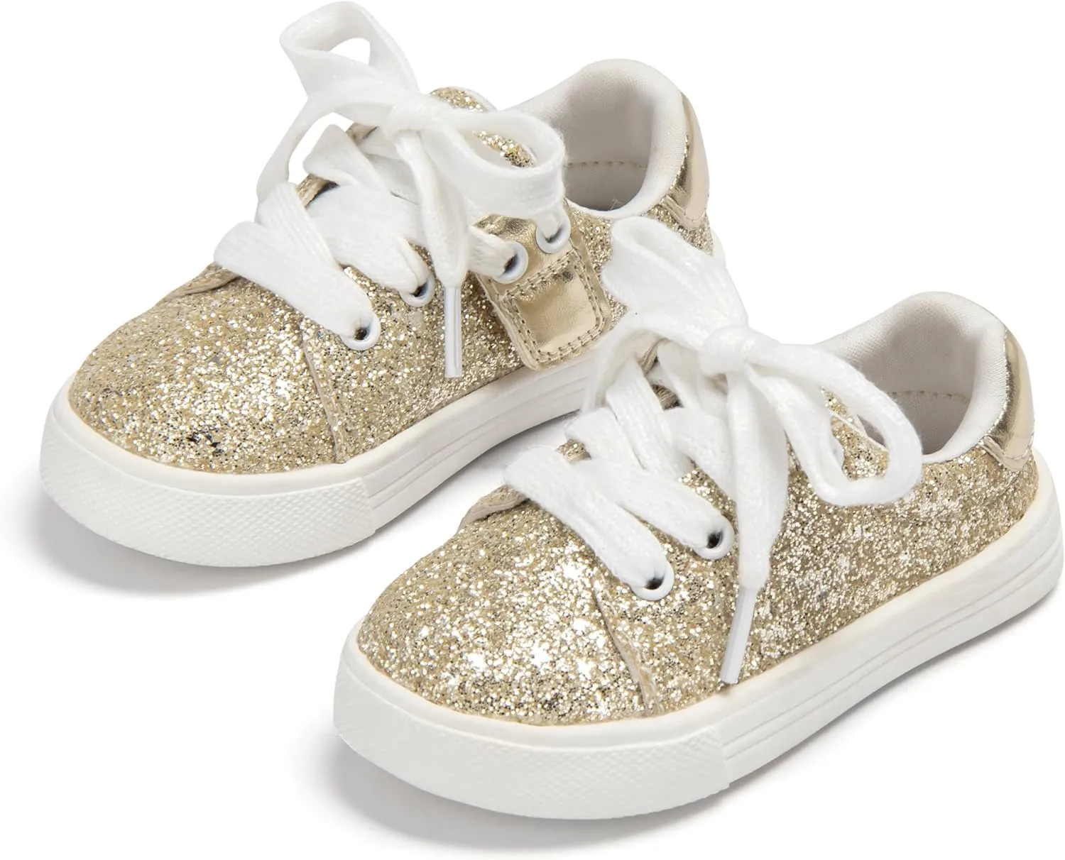 Sparkly Sneakers for Girls 3-12 Years Slip-On Comfort Fit Casual Princess Shoes