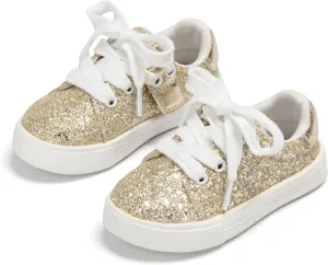 Sparkly Sneakers for Girls 3-12 Years Slip-On Comfort Fit Casual Princess Shoes