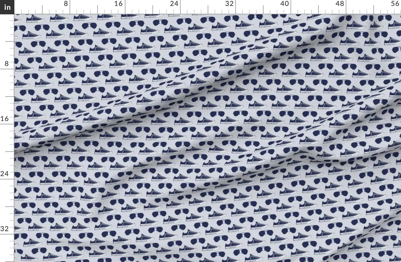 Spoonflower Fabric - Sneakers Aviators Blue Printed on Organic Cotton Sateen Fabric Fat Quarter - Sewing Quilting Apparel Home Decor