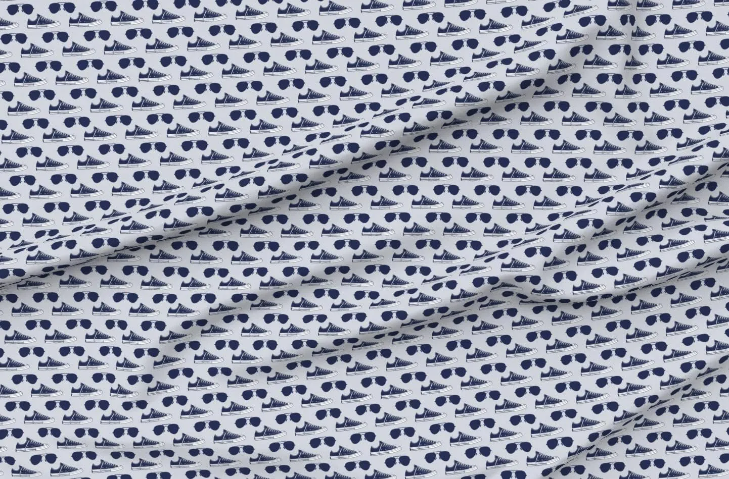 Spoonflower Fabric - Sneakers Aviators Blue Printed on Organic Cotton Sateen Fabric Fat Quarter - Sewing Quilting Apparel Home Decor