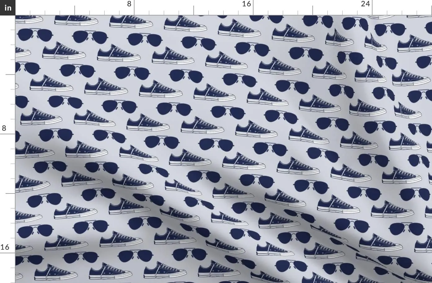 Spoonflower Fabric - Sneakers Aviators Blue Printed on Organic Cotton Sateen Fabric Fat Quarter - Sewing Quilting Apparel Home Decor
