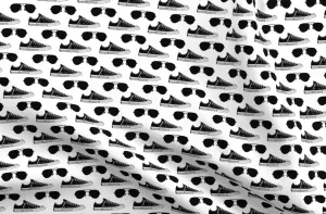 Spoonflower Fabric - Sneakers Aviators Small Sunglasses Face Printed on Organic Cotton Sateen Fabric Fat Quarter - Sewing Quilting Apparel Home Decor