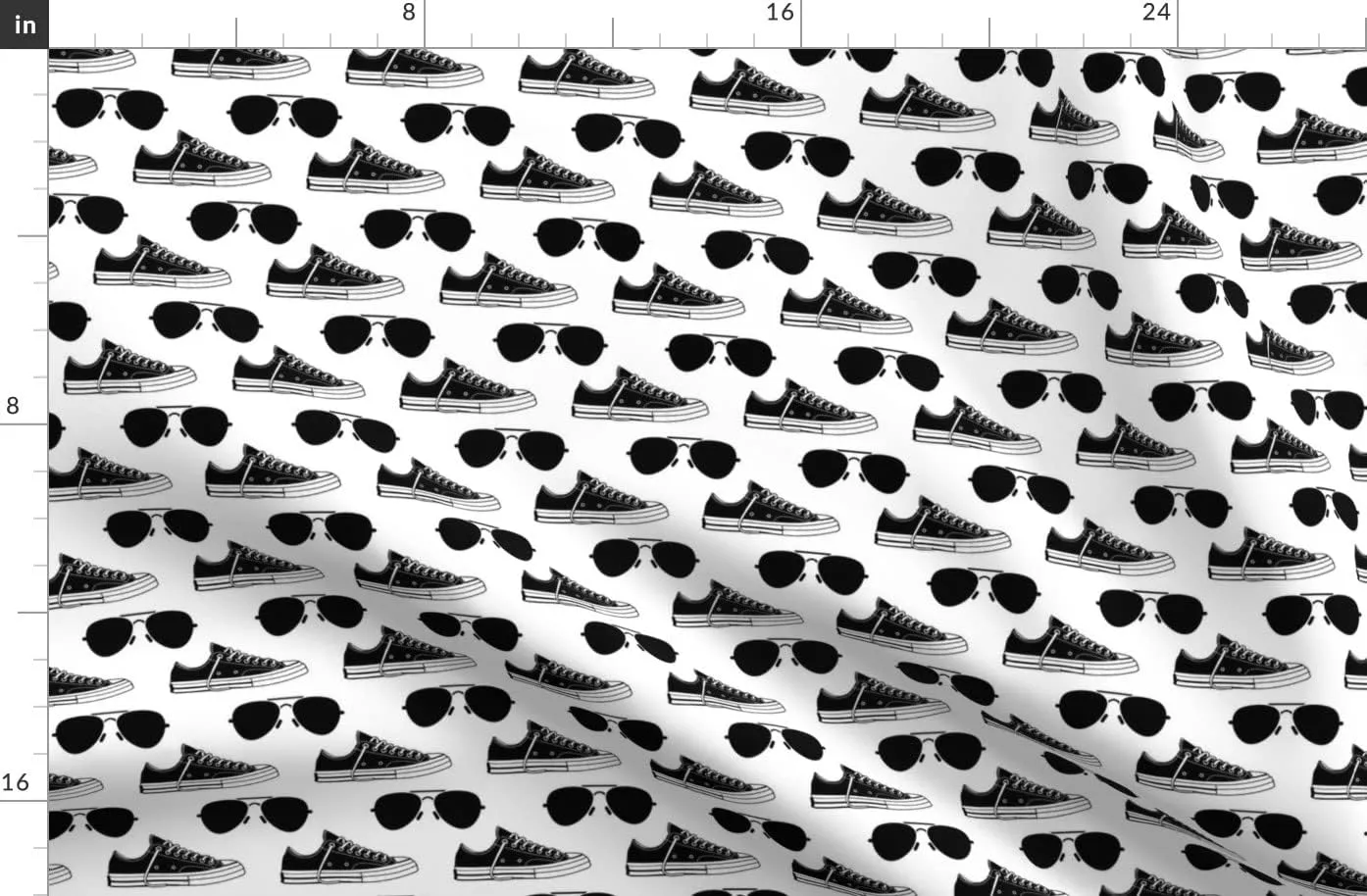 Spoonflower Fabric - Sneakers Aviators Small Sunglasses Face Printed on Organic Cotton Sateen Fabric Fat Quarter - Sewing Quilting Apparel Home Decor