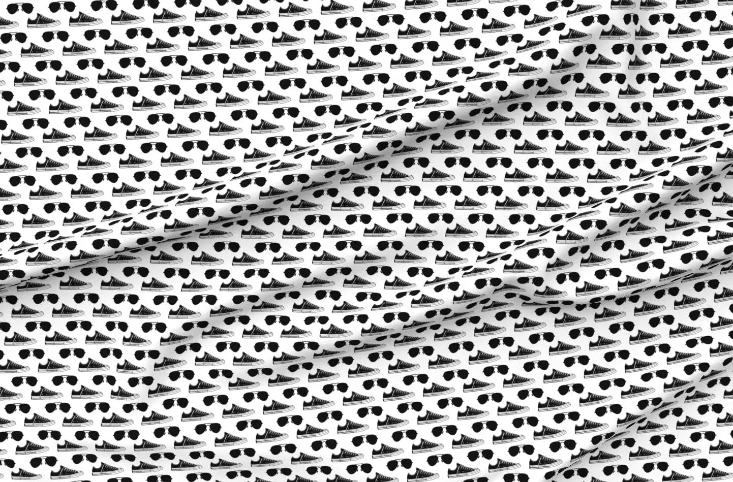 Spoonflower Fabric - Sneakers Aviators Small Sunglasses Face Printed on Organic Cotton Sateen Fabric Fat Quarter - Sewing Quilting Apparel Home Decor