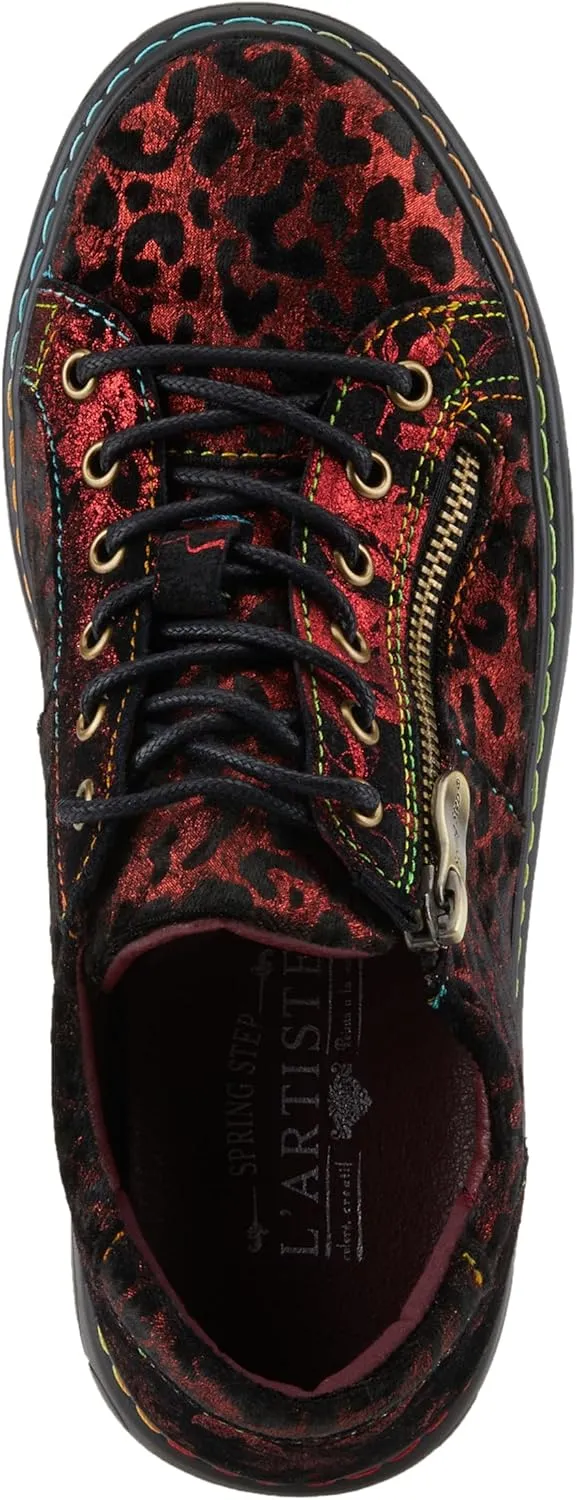 Spring Step L'Artiste Danli-Cheeta Snakers for Women - Animal Print Girls Sneaker - Ladies Fashion Snakers with Zipper and Adjustable Laces