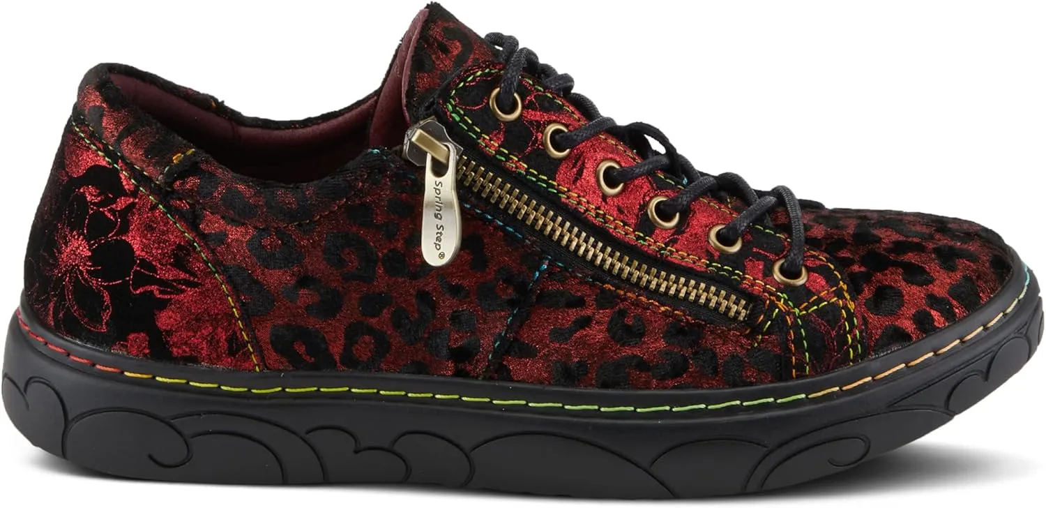 Spring Step L'Artiste Danli-Cheeta Snakers for Women - Animal Print Girls Sneaker - Ladies Fashion Snakers with Zipper and Adjustable Laces