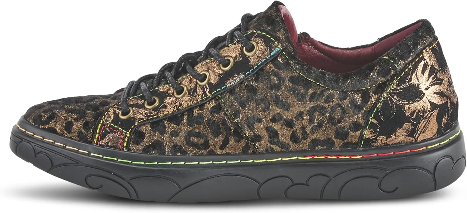 Spring Step L'Artiste Danli-Cheeta Snakers for Women - Animal Print Girls Sneaker - Ladies Fashion Snakers with Zipper and Adjustable Laces