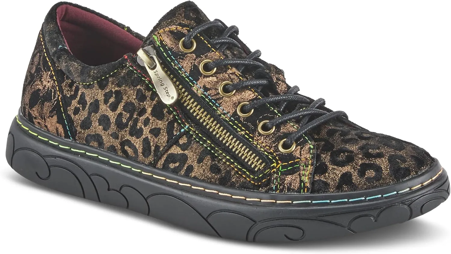 Spring Step L'Artiste Danli-Cheeta Snakers for Women - Animal Print Girls Sneaker - Ladies Fashion Snakers with Zipper and Adjustable Laces
