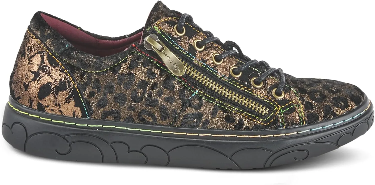 Spring Step L'Artiste Danli-Cheeta Snakers for Women - Animal Print Girls Sneaker - Ladies Fashion Snakers with Zipper and Adjustable Laces