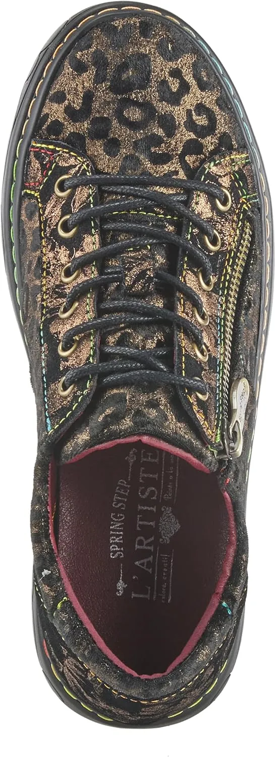 Spring Step L'Artiste Danli-Cheeta Snakers for Women - Animal Print Girls Sneaker - Ladies Fashion Snakers with Zipper and Adjustable Laces