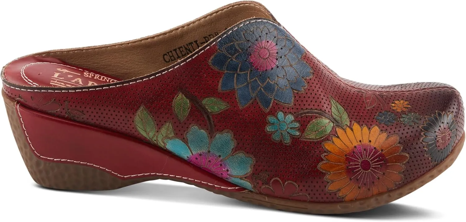 Spring Step L'Artiste Women's CHIENTI Hand-Painted Floral Open Back Sandals