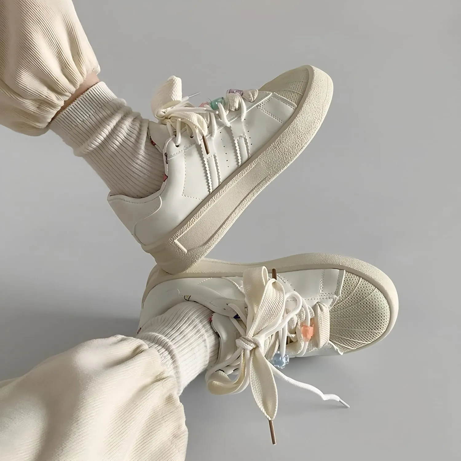 Star and Graffiti Platform Shoes Fashion Chunky Sneakers for Women Trendy Casual Aesthetic Skateboard Shoes