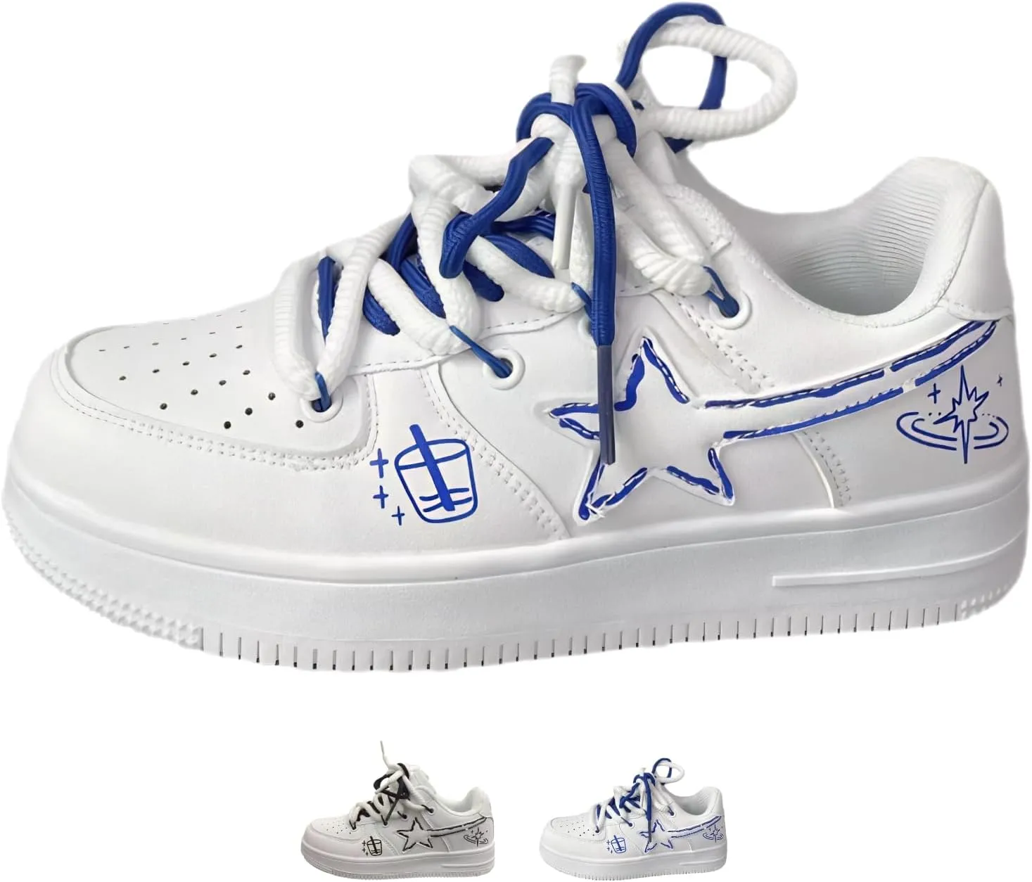 Star Graffiti Platform Shoes Fashion Chunky Sneakers Women Casual Aesthetic Basketball Skateboard Shoes Couple Shoes