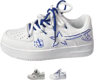 Star Graffiti Platform Shoes Fashion Chunky Sneakers Women Casual Aesthetic Basketball Skateboard Shoes Couple Shoes