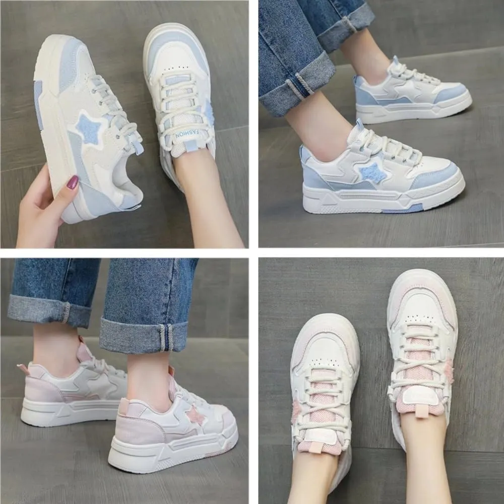 Star Patch Chunky Sneakers for Women Girl Teens, Sweet Preppy Skate Y2K Cute Platform Shoes, Height Boost, All Season