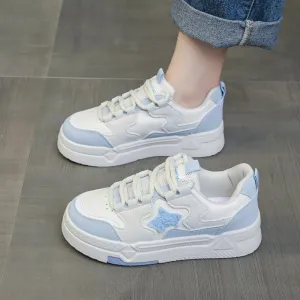 Star Patch Chunky Sneakers for Women Girl Teens, Sweet Preppy Skate Y2K Cute Platform Shoes, Height Boost, All Season