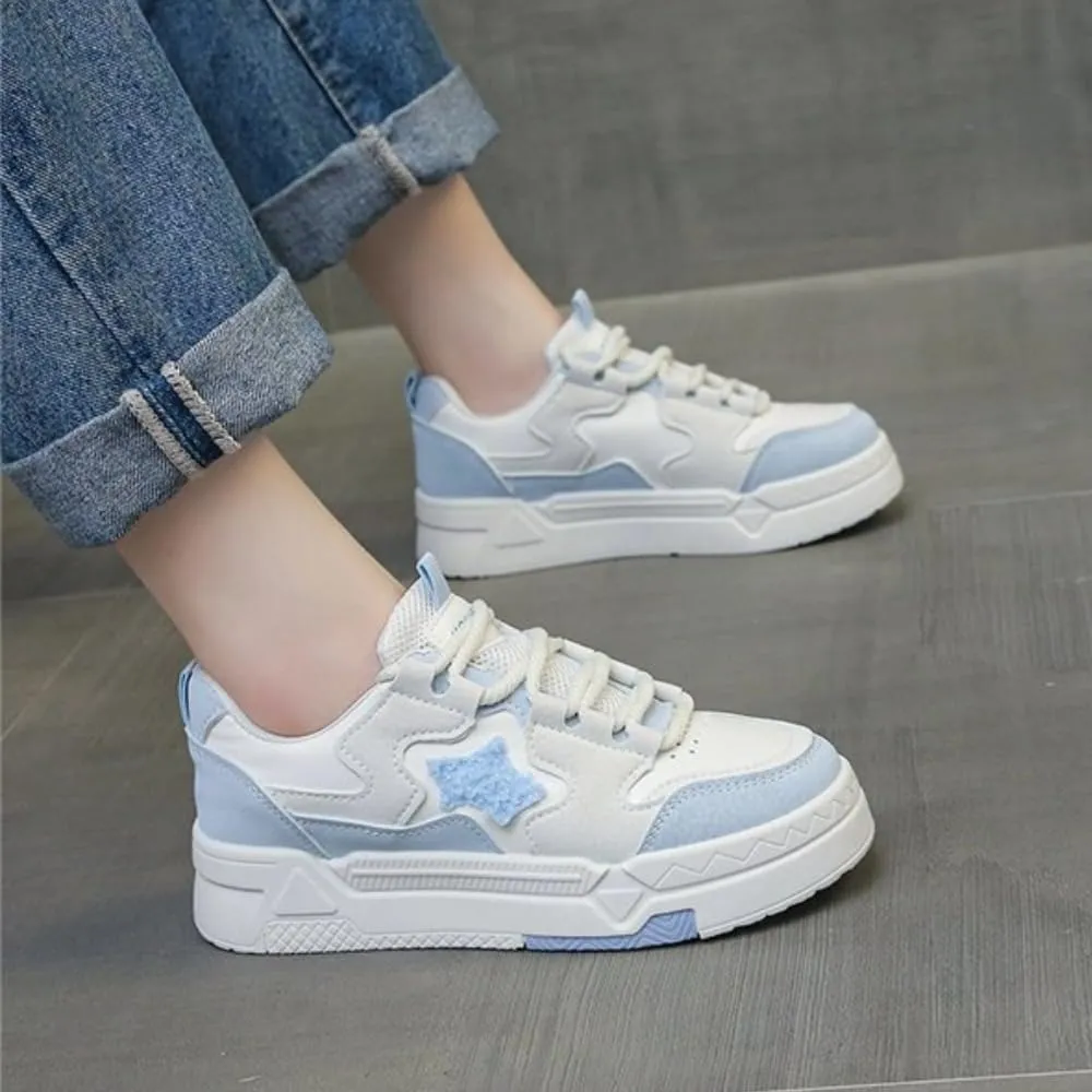 Star Patch Chunky Sneakers for Women Girl Teens, Sweet Preppy Skate Y2K Cute Platform Shoes, Height Boost, All Season