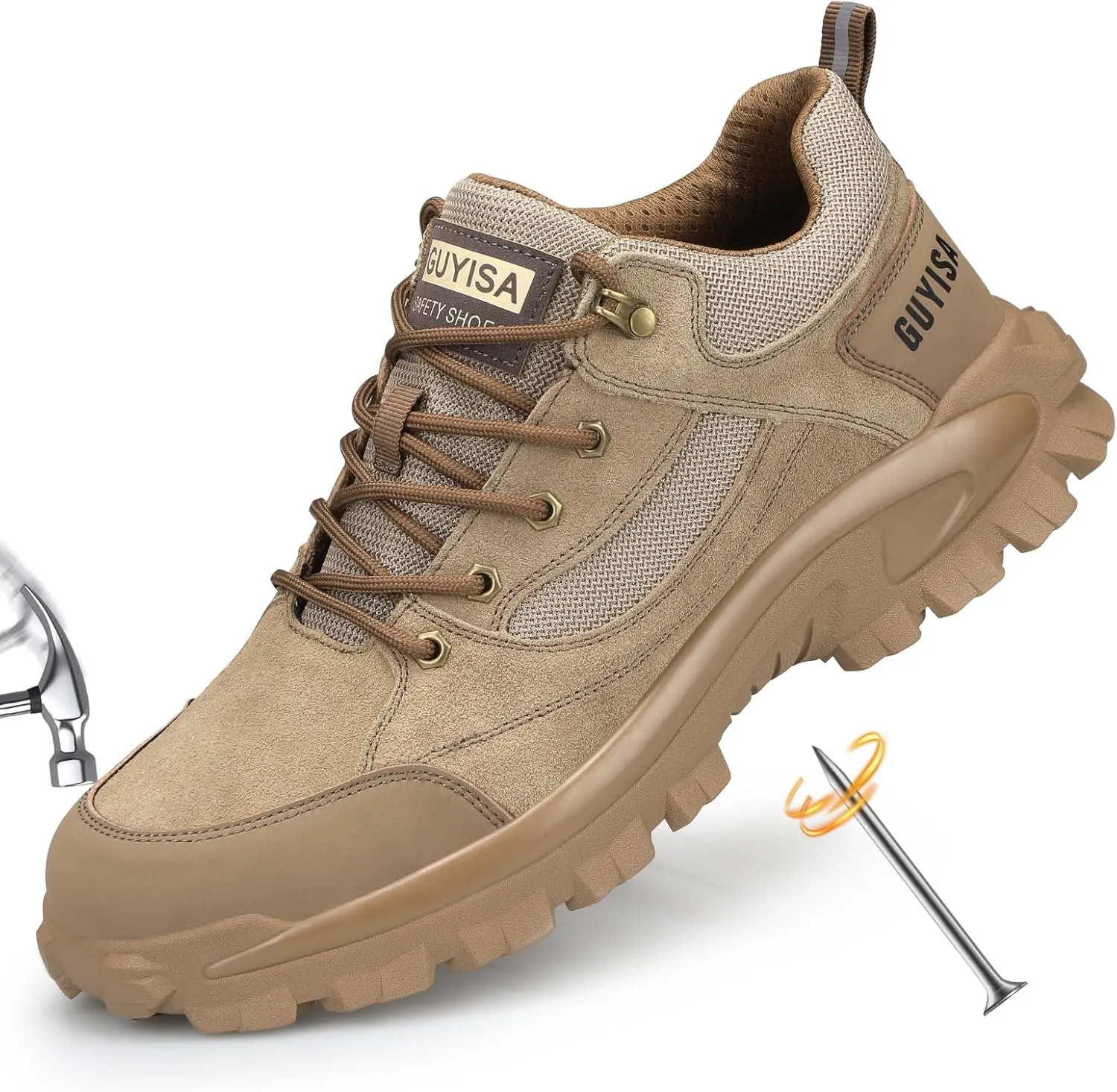 Steel Toe Shoes for Men Non-Slip Work Shoes for Men Lightweight Work Boots Comfortable Work Shoes Indestructible Safety Shoes Industrial Construction Steel Toe Sneakers for Men