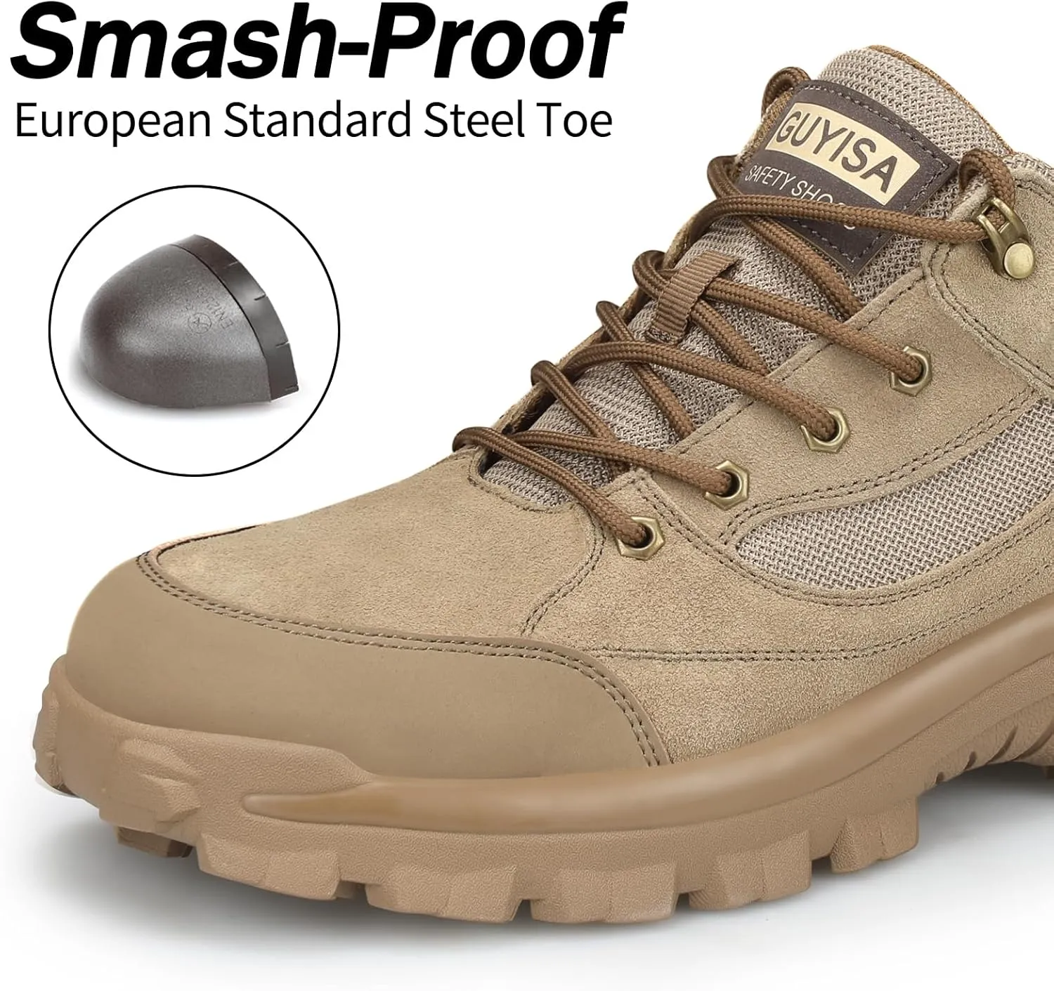 Steel Toe Shoes for Men Non-Slip Work Shoes for Men Lightweight Work Boots Comfortable Work Shoes Indestructible Safety Shoes Industrial Construction Steel Toe Sneakers for Men