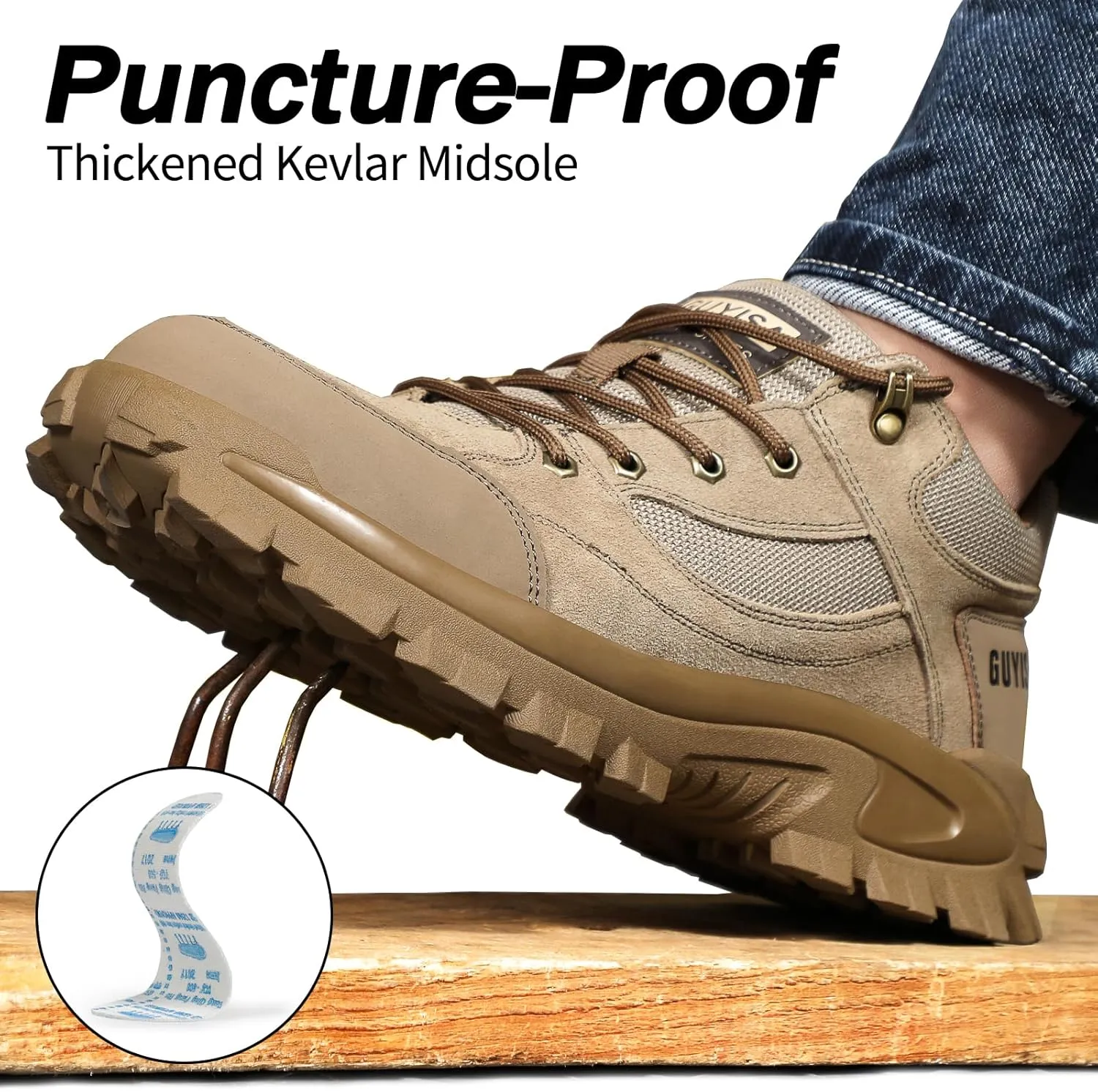 Steel Toe Shoes for Men Non-Slip Work Shoes for Men Lightweight Work Boots Comfortable Work Shoes Indestructible Safety Shoes Industrial Construction Steel Toe Sneakers for Men