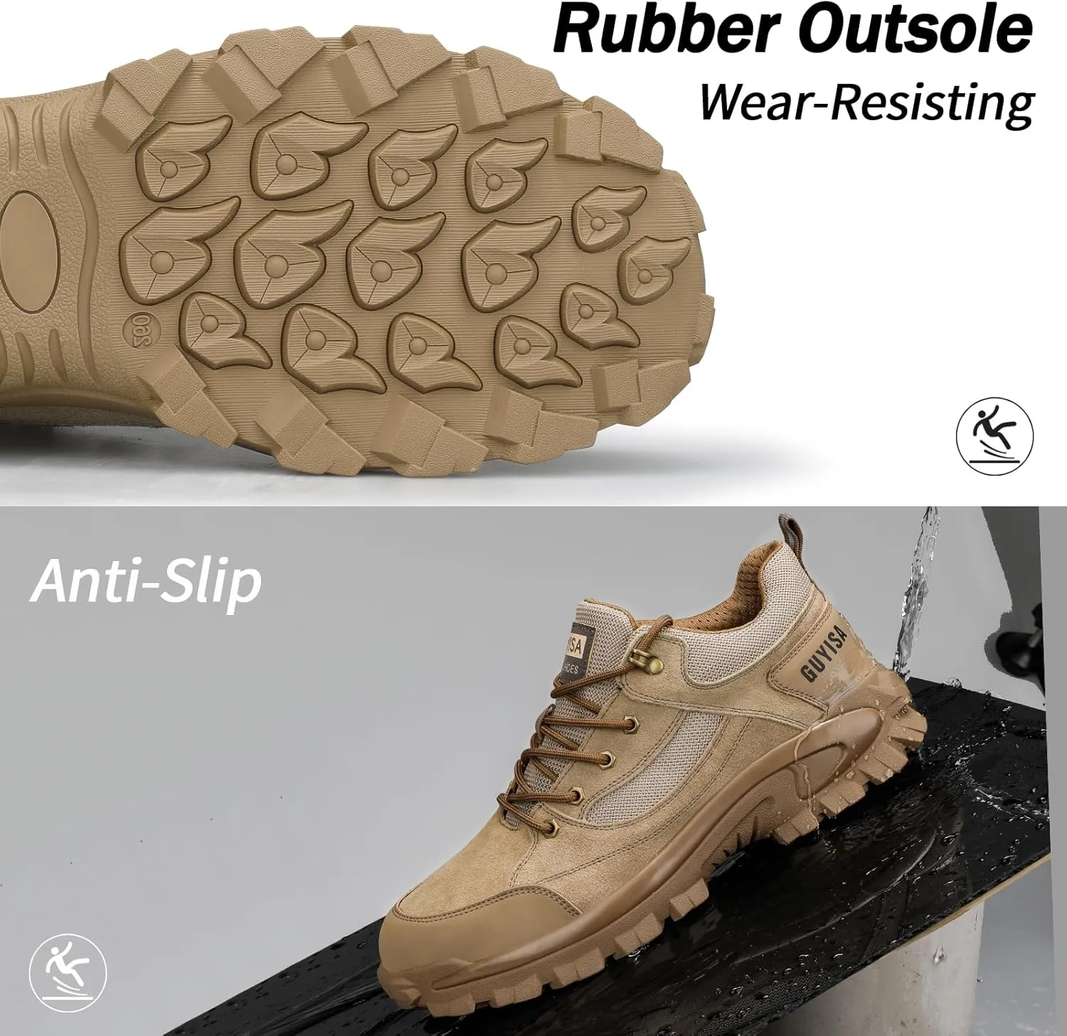Steel Toe Shoes for Men Non-Slip Work Shoes for Men Lightweight Work Boots Comfortable Work Shoes Indestructible Safety Shoes Industrial Construction Steel Toe Sneakers for Men