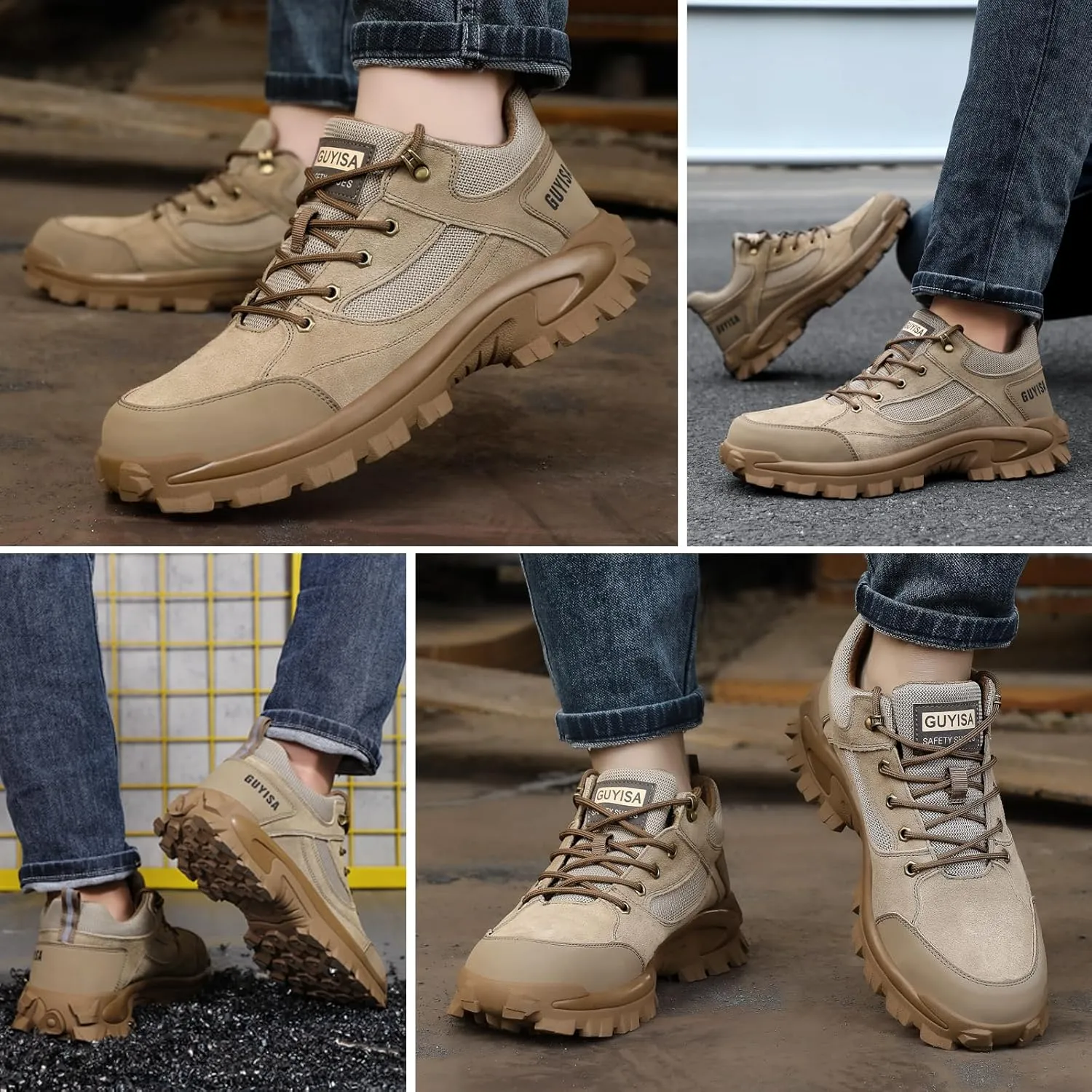 Steel Toe Shoes for Men Non-Slip Work Shoes for Men Lightweight Work Boots Comfortable Work Shoes Indestructible Safety Shoes Industrial Construction Steel Toe Sneakers for Men