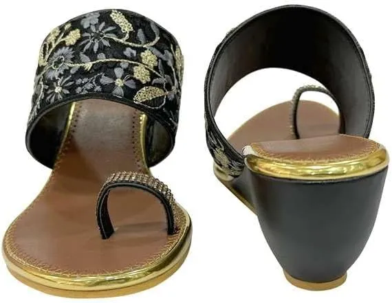 Stop n Style Women's Ethnic Wedge Sandal Ring Toe Slippers Casual Summer Vacation Flip Flop Sandals for Women
