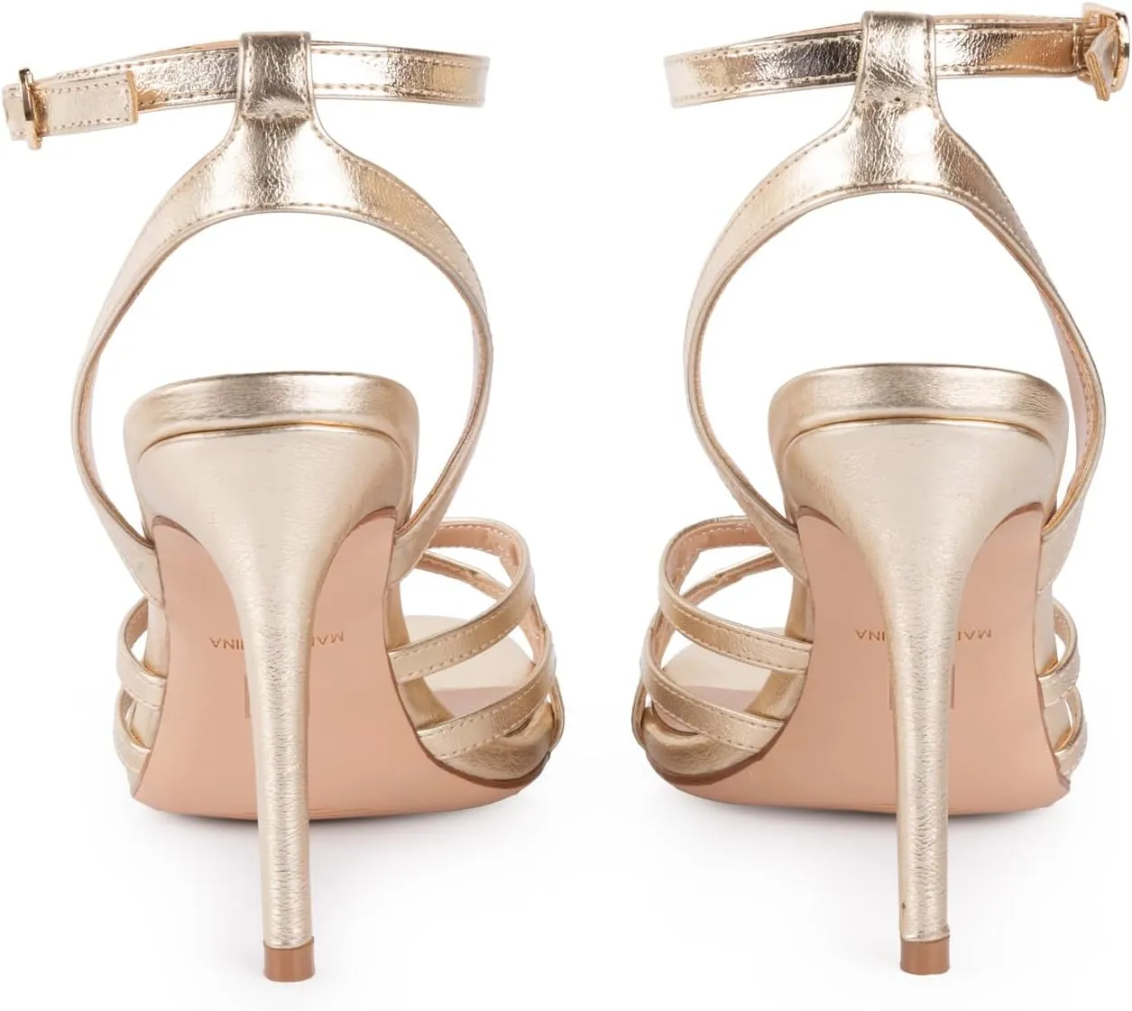 Strappy Gold Heeled Sandals With Ankle Strap Sexy Stiletto Heel Sandal For Women Stylish High Heels Womens Elegant Dress Shoes For Party Dancing Prom Wedding