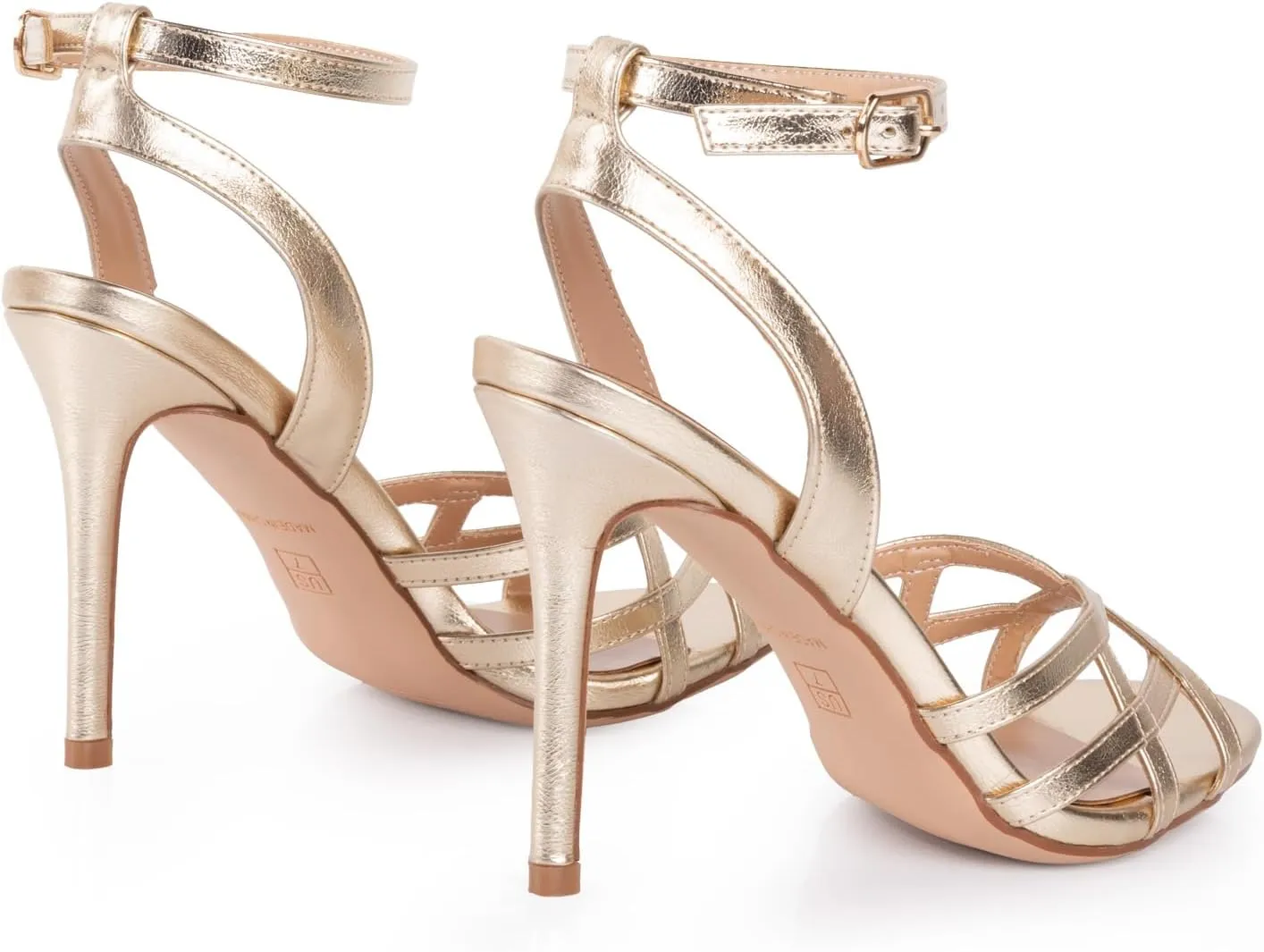 Strappy Gold Heeled Sandals With Ankle Strap Sexy Stiletto Heel Sandal For Women Stylish High Heels Womens Elegant Dress Shoes For Party Dancing Prom Wedding