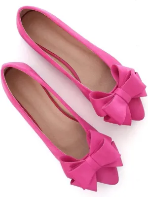 Stunner Womens Bowknot Flower Ballet Flats Pointed Toe Soft Dress Shoes
