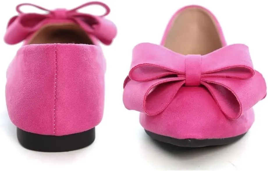 Stunner Womens Bowknot Flower Ballet Flats Pointed Toe Soft Dress Shoes