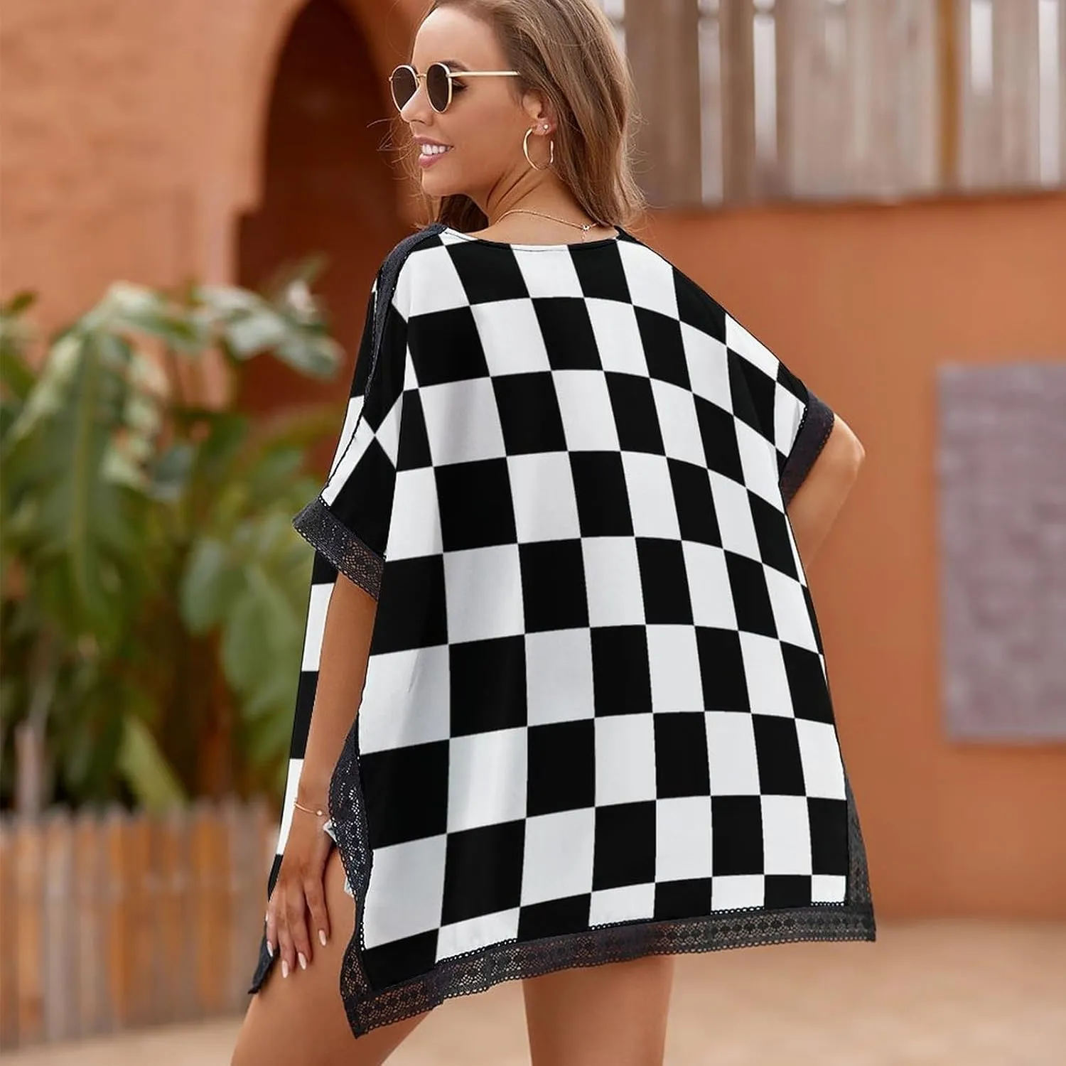 Stylish Chiffon Swimsuit Cover Ups for Women, Summer Bikini Cover Up V Neck Sexy Swimwear Cover Up Beach Dress