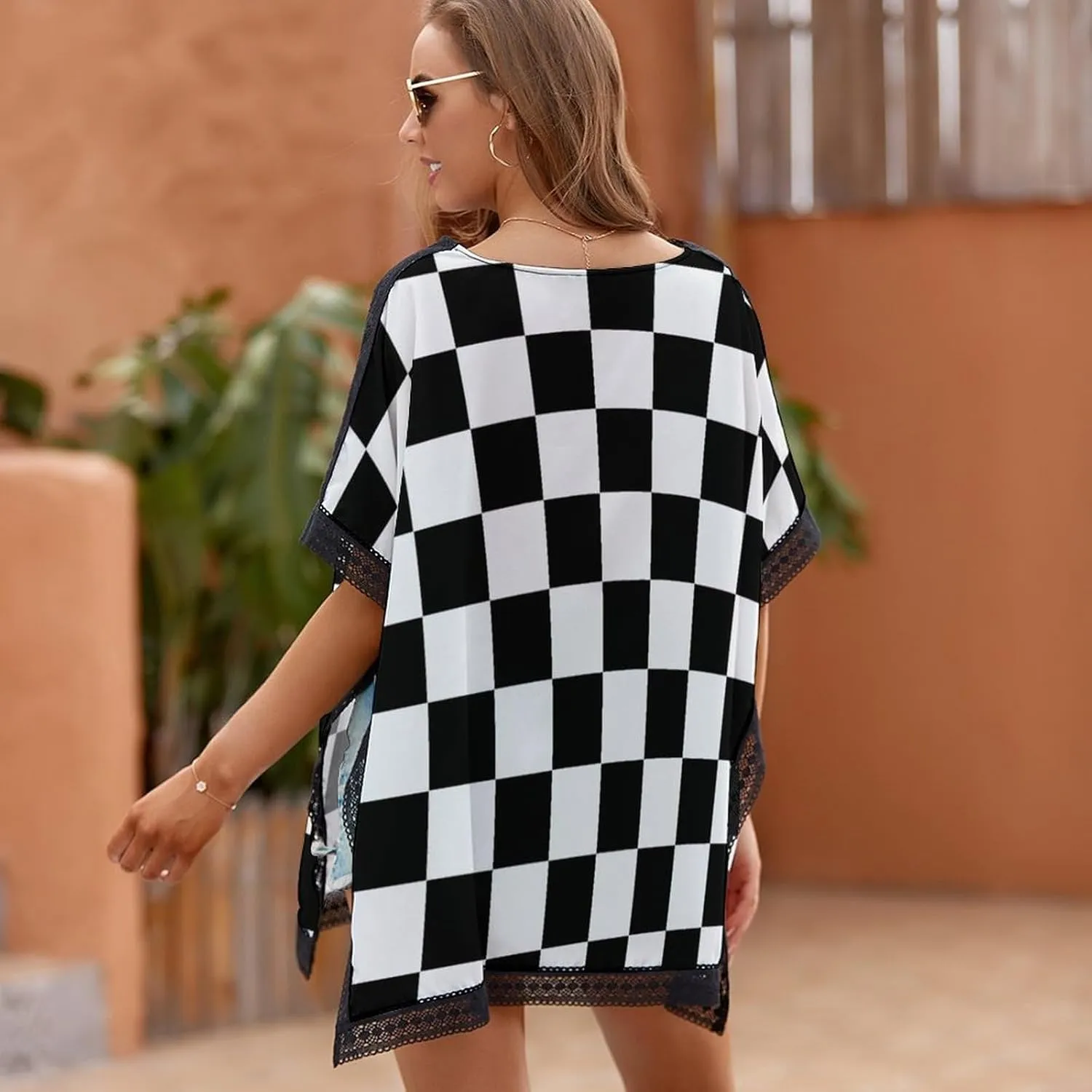 Stylish Chiffon Swimsuit Cover Ups for Women, Summer Bikini Cover Up V Neck Sexy Swimwear Cover Up Beach Dress