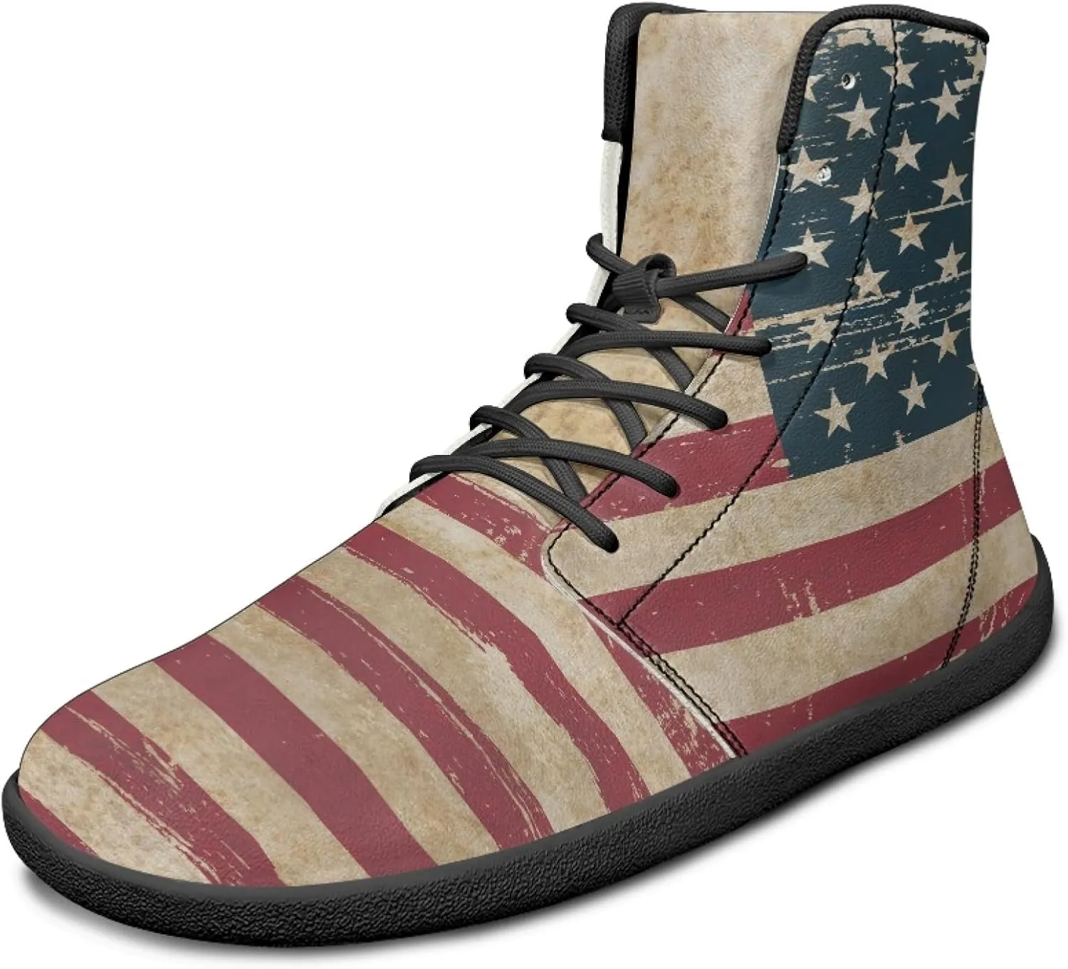 Stylish Print PU Leather High Top Barefoot Sneakers Shoes for Men Women