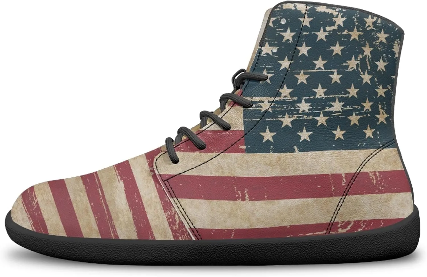 Stylish Print PU Leather High Top Barefoot Sneakers Shoes for Men Women