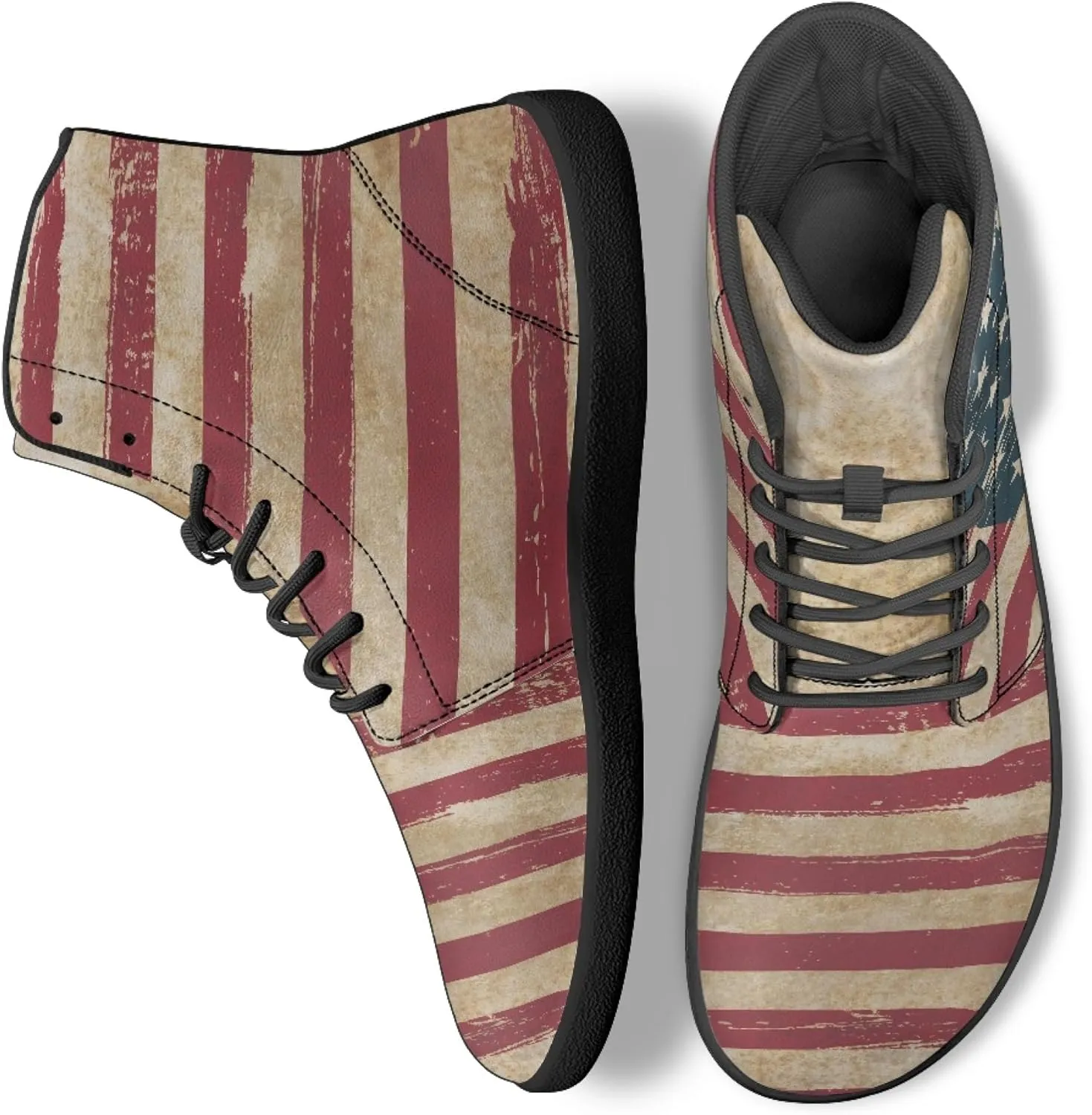 Stylish Print PU Leather High Top Barefoot Sneakers Shoes for Men Women