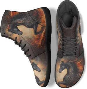 Stylish Print PU Leather High Top Barefoot Sneakers Shoes for Men Women