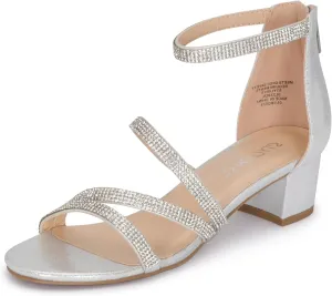 STYLISH S SANDY-K Girls Open Toe Low Block Heel Rhinestone Dress Sandals