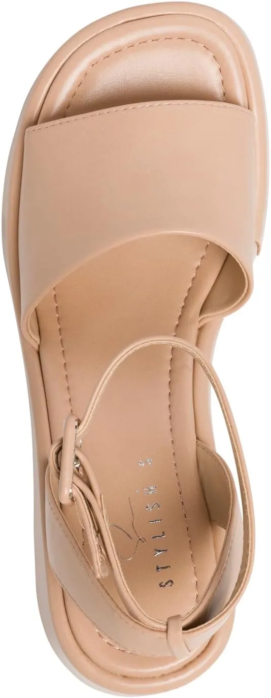 STYLISH S Womens Wedge Platform Sandals Open Toe Ankle Strap - FOCA
