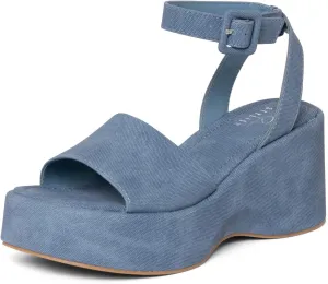 STYLISH S Womens Wedge Platform Sandals Open Toe Ankle Strap - FOCA