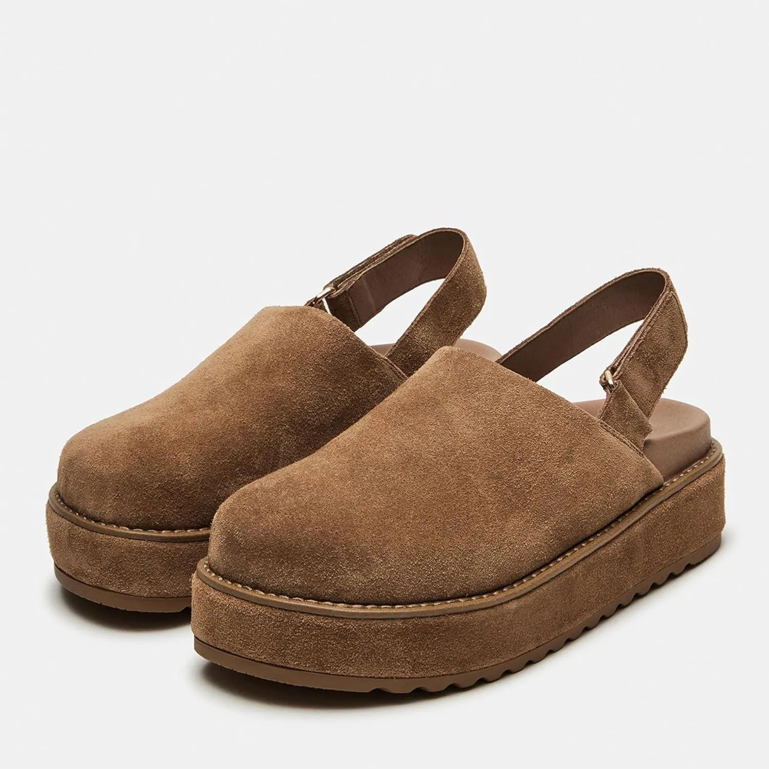 Suede Platform Clogs for Women Stylish Slip On Slippers with Round Toe with Back Strap Design for Casual Comfort and Effortless