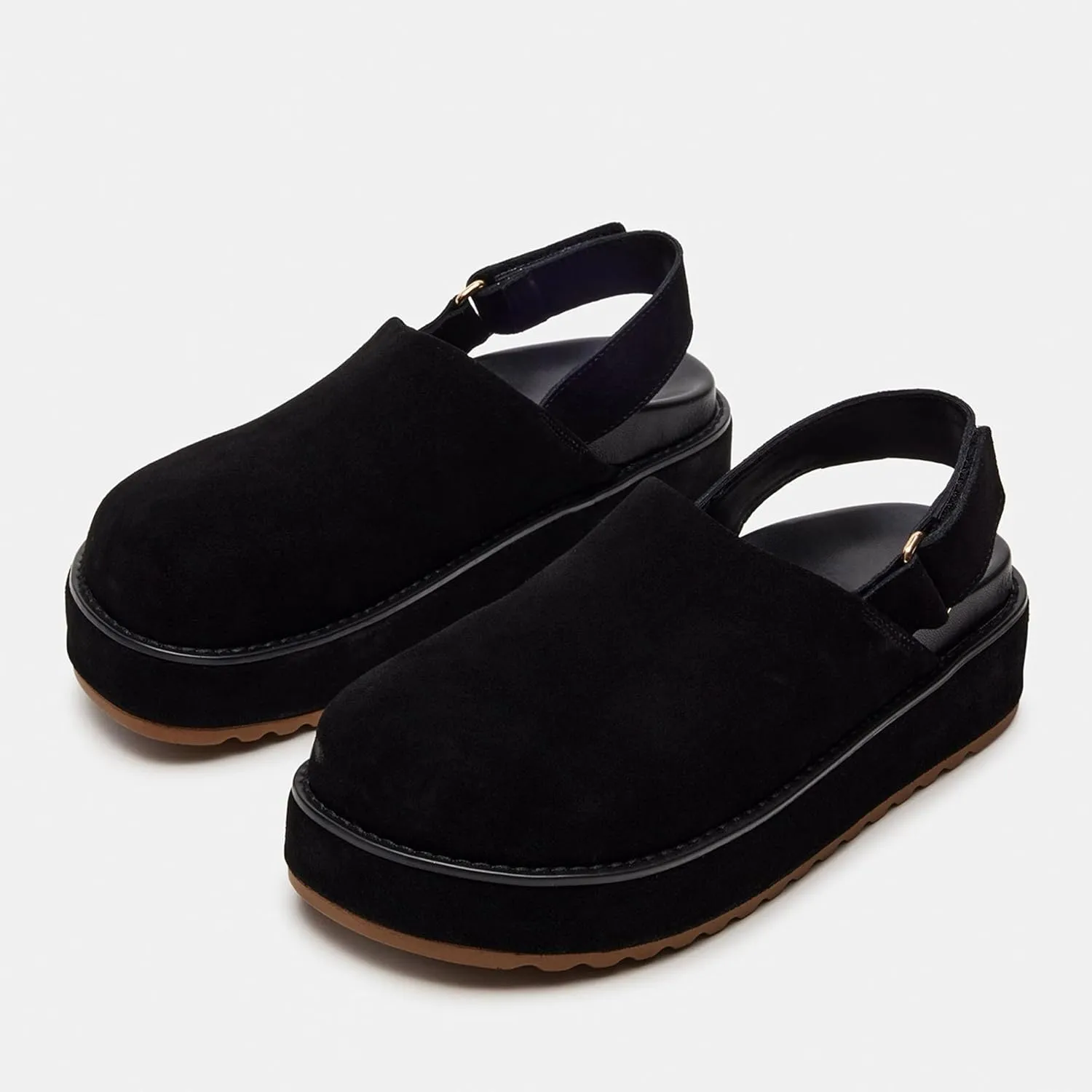 Suede Platform Clogs for Women Stylish Slip On Slippers with Round Toe with Back Strap Design for Casual Comfort and Effortless