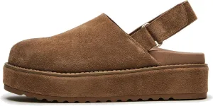 Suede Platform Clogs for Women Stylish Slip On Slippers with Round Toe with Back Strap Design for Casual Comfort and Effortless