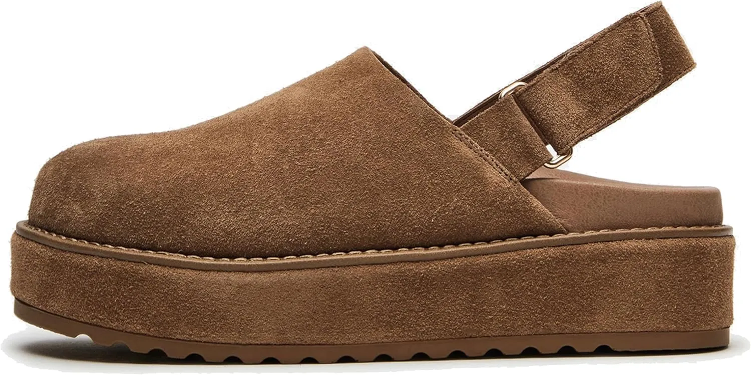 Suede Platform Clogs for Women Stylish Slip On Slippers with Round Toe with Back Strap Design for Casual Comfort and Effortless